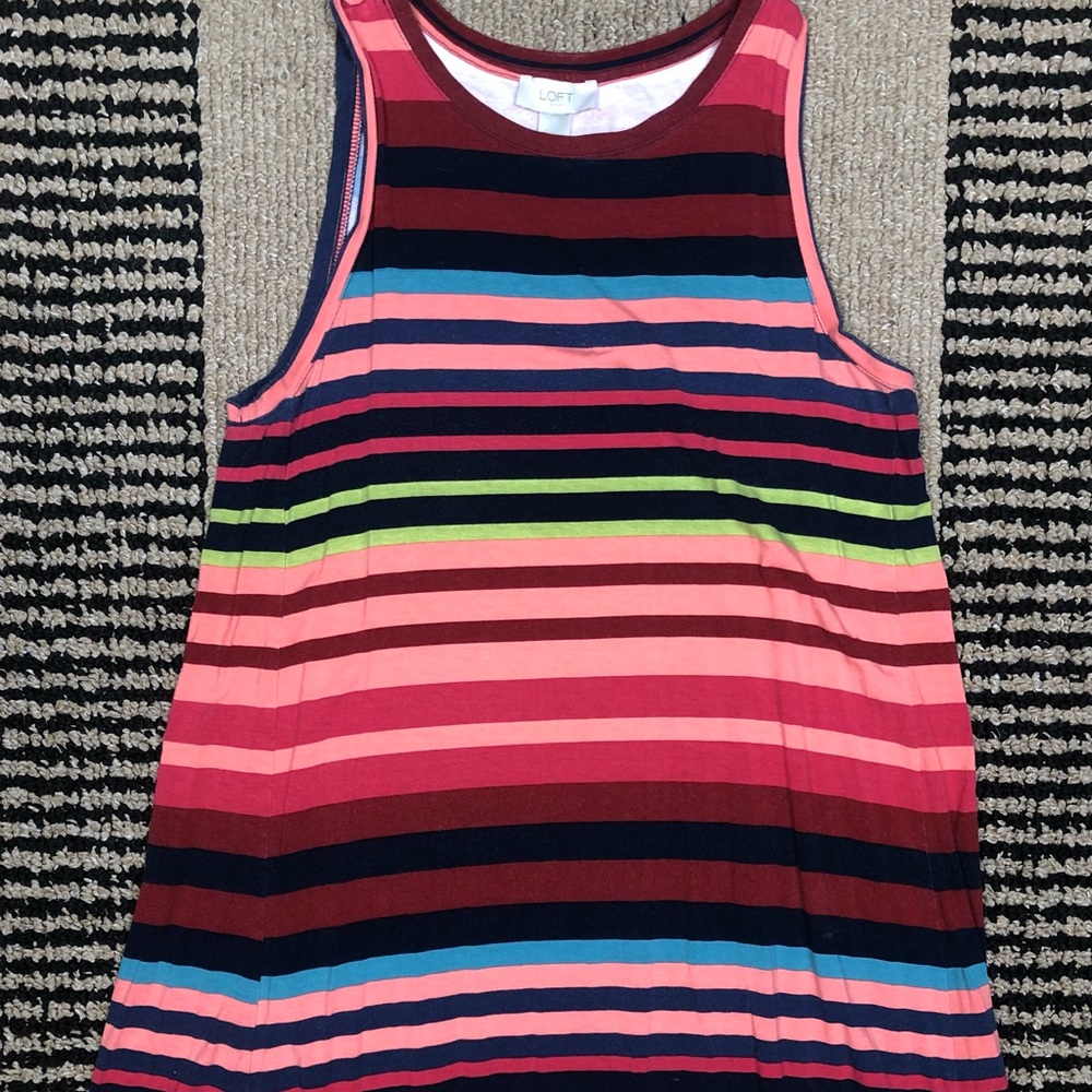 Loft Multicolor Striped Sleeveless Dress